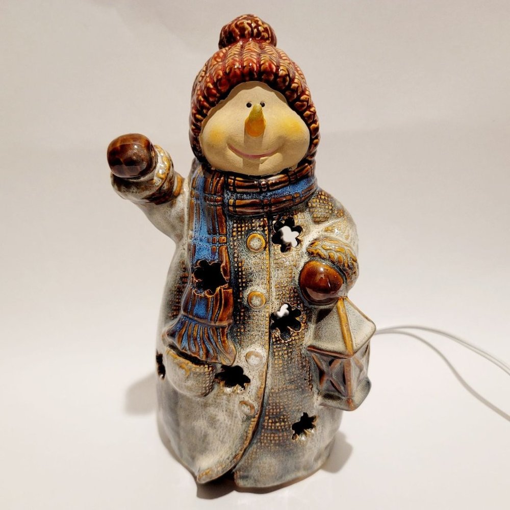Snowman Stoneware 2004 Ceramic Glazed light